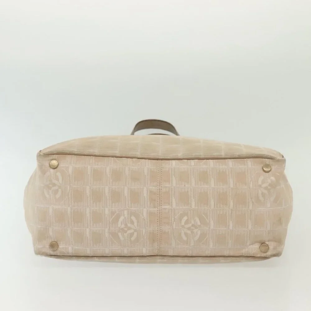 CHANEL New Travel Line Tote Bag Nylon Beige Gold CC Auth ti3356 - Picture 6 of 16